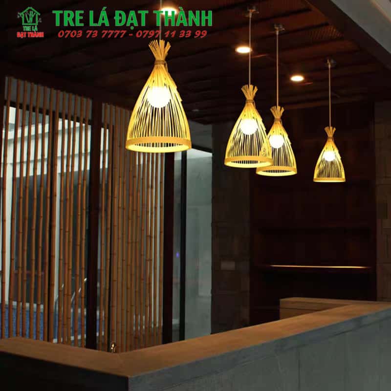 Đèn Đuôi Cá Thả Trần Bằng Mây Tre - DMT021